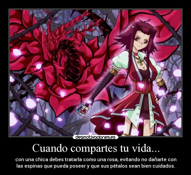 carteles vida anime muwigaraklan yugioh5ds cuando compartes vida rosa espinas petalos sentimientos penas alegria desmotivaciones