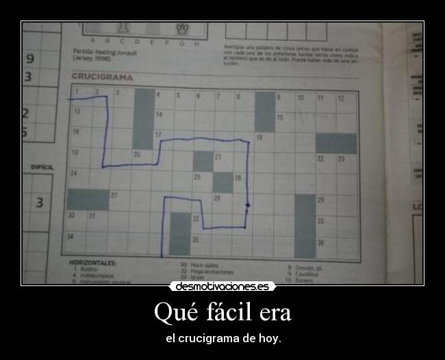 Qué fácil era - el crucigrama de hoy.