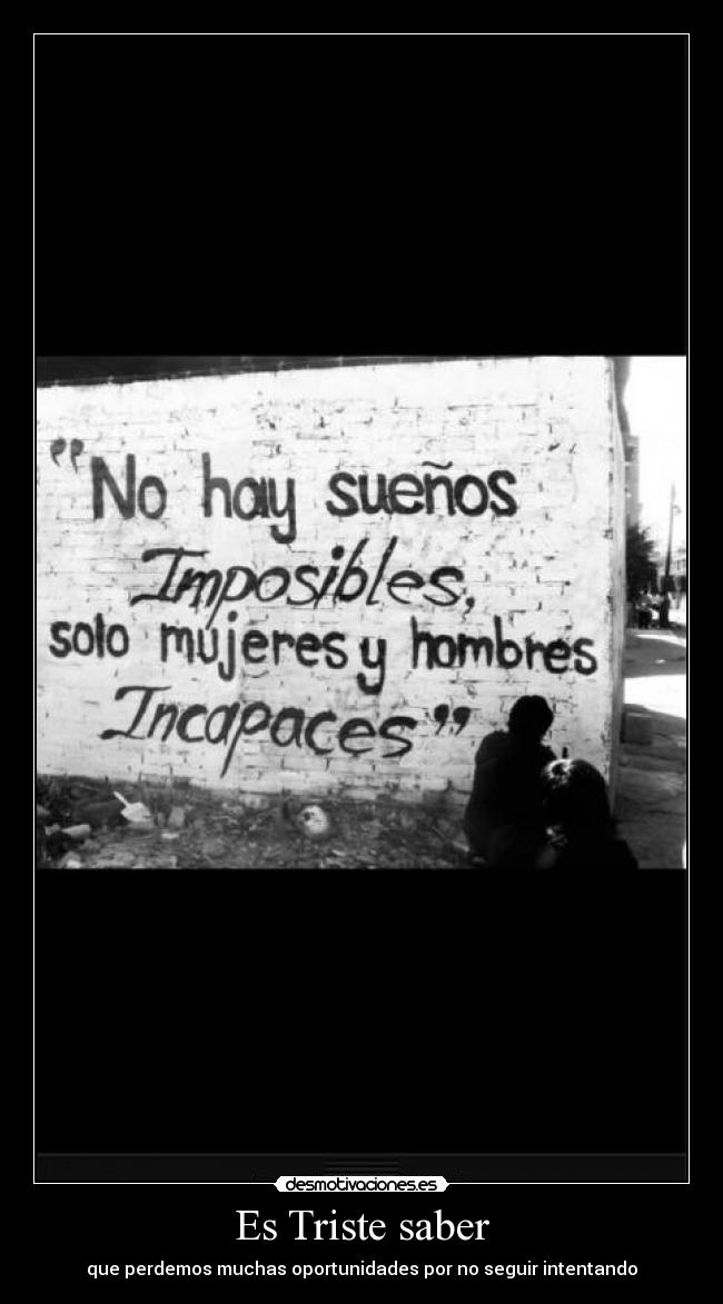 Es Triste saber - que perdemos muchas oportunidades por no seguir intentando