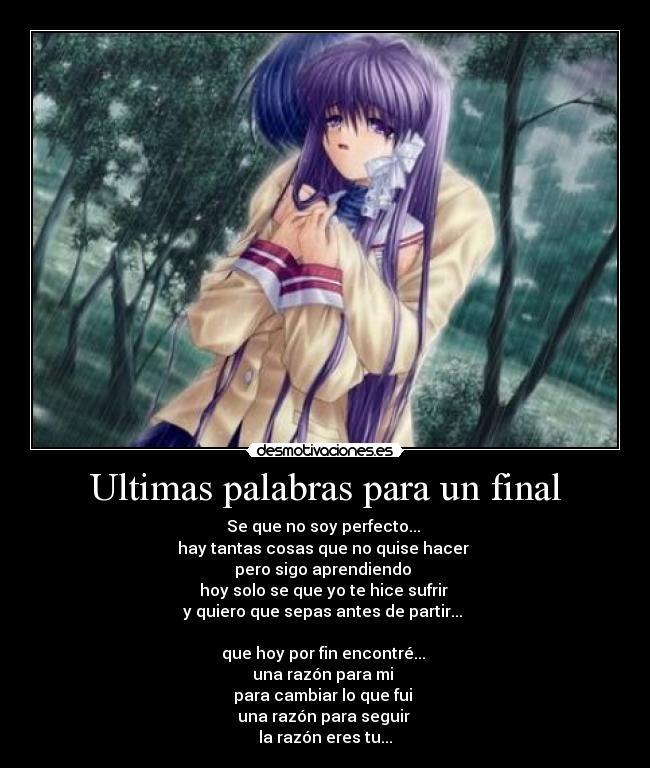 Ultimas palabras para un final -