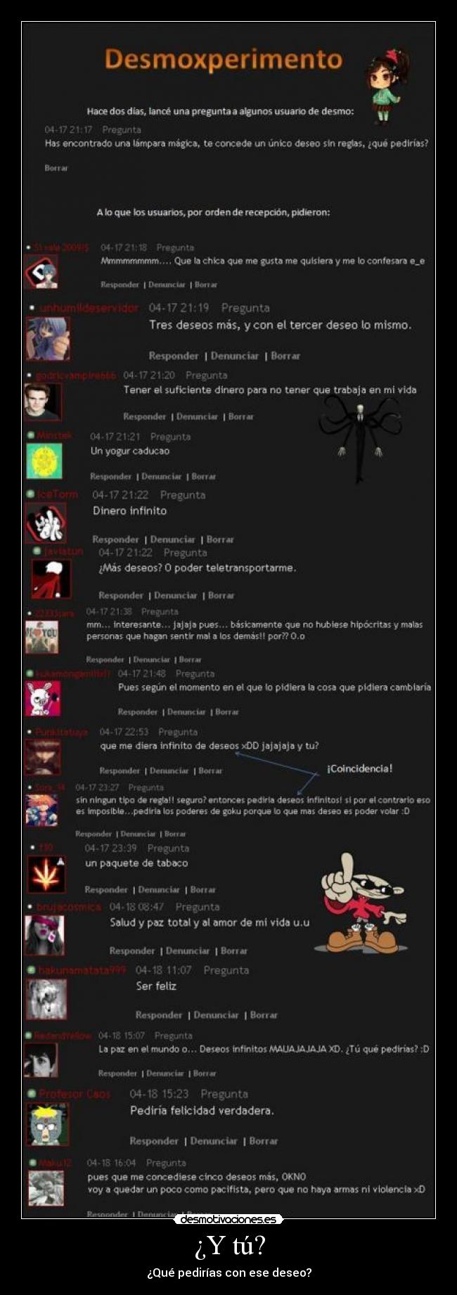 ¿Y tú? - ¿Qué pedirías con ese deseo?