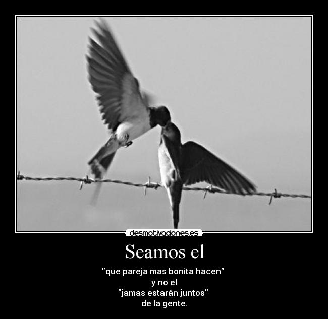 Seamos el - que pareja mas bonita hacen
y no el
jamas estarán juntos
de la gente.