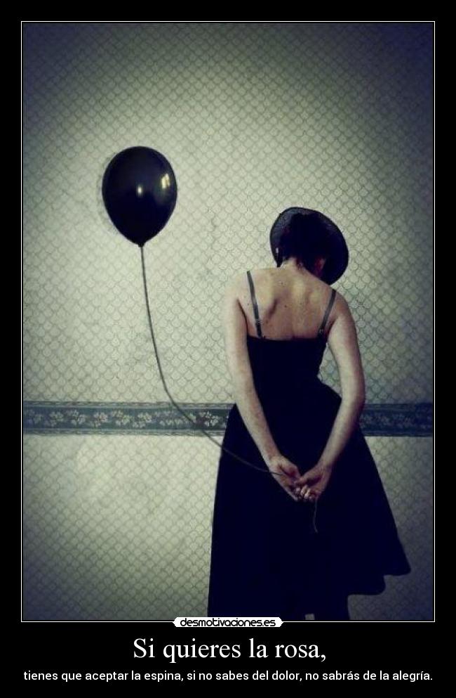 Si quieres la rosa, - tienes que aceptar la espina, si no sabes del dolor, no sabrás de la alegría.