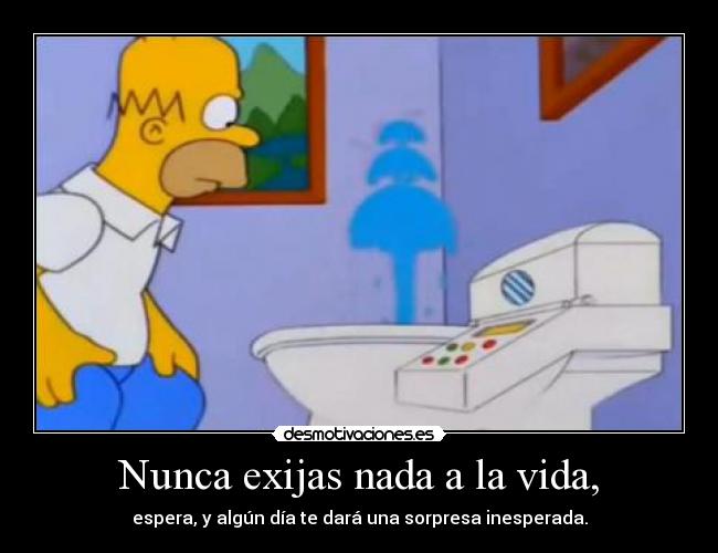Nunca exijas nada a la vida, - espera, y algún día te dará una sorpresa inesperada.