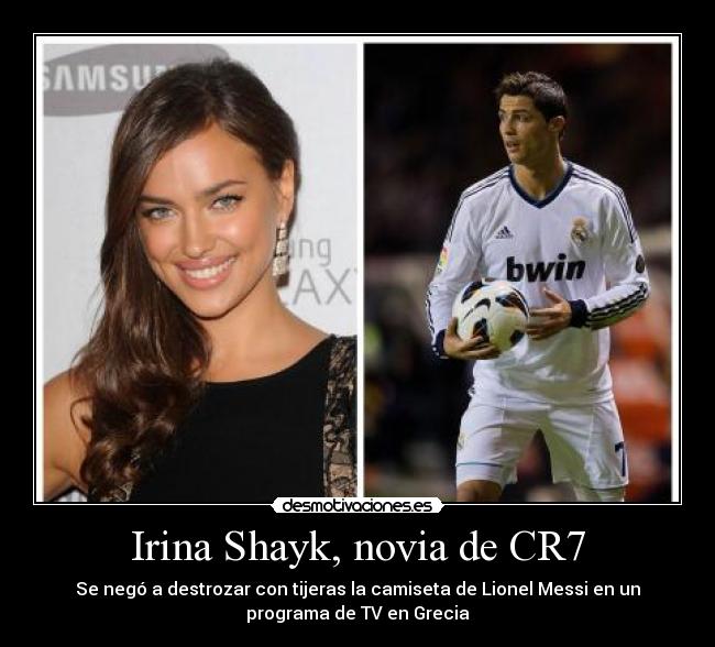 Irina Shayk, novia de CR7 - Se negó a destrozar con tijeras la camiseta de Lionel Messi en un
programa de TV en Grecia