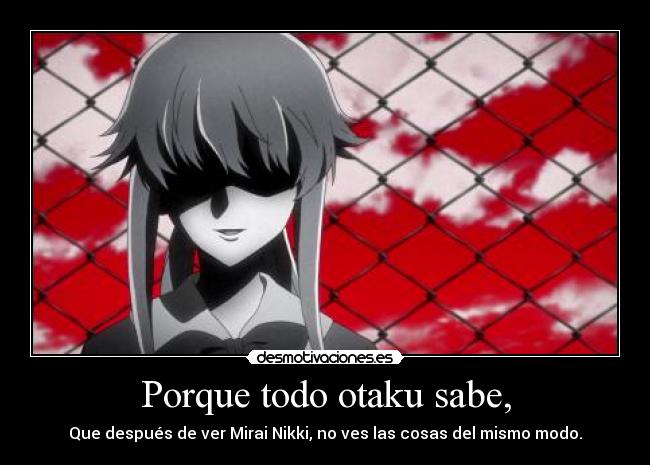 carteles anime mirainikki asesino desmotivaciones