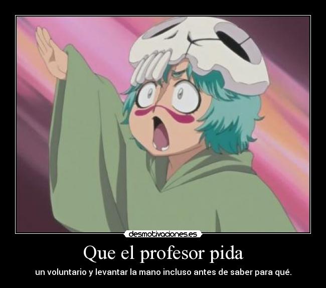 carteles raptorhunters nigatsu harukaze anime manga otaku bleach nel neliel profesot voluntario clase mano desmotivaciones