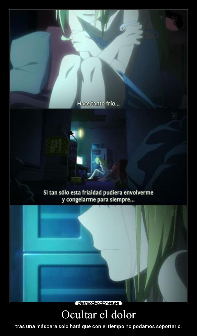 carteles dolor raptorhunters nigatsu harukaze anime manga otaku robotics notes frau kona sentimientos dolor desmotivaciones