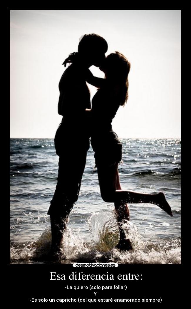 Esa diferencia entre: - -La quiero (solo para follar)
Y
-Es solo un capricho (del que estaré enamorado siempre)