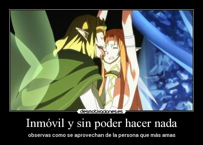 carteles anime sword art online chreador del alo aprovechandose asuna kirito puede hacer nada doni desmotivaciones