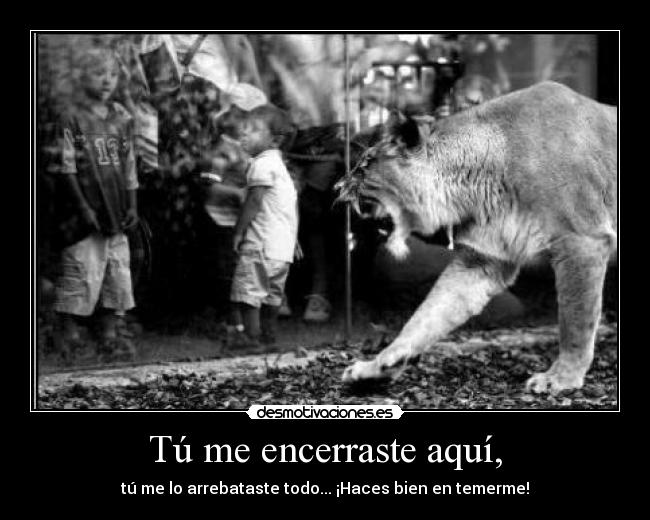 Tú me encerraste aquí, - tú me lo arrebataste todo... ¡Haces bien en temerme!