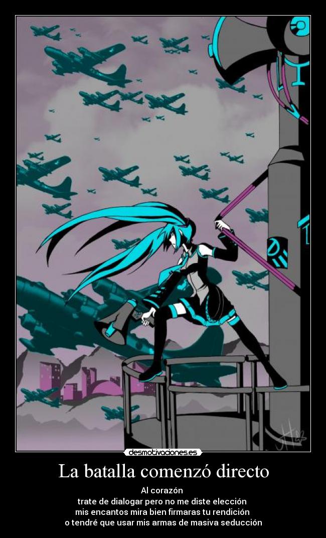 carteles miku love war desmotivaciones