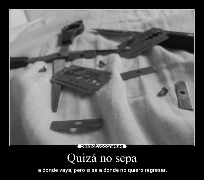 Quizá no sepa - a donde vaya, pero si se a donde no quiero regresar.