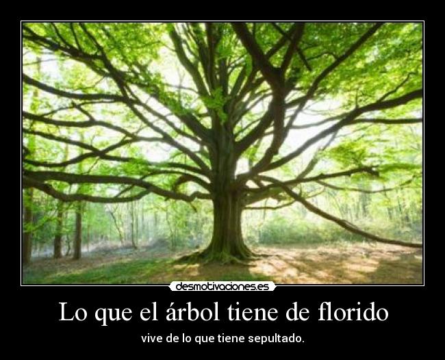 Lo que el árbol tiene de florido - vive de lo que tiene sepultado.