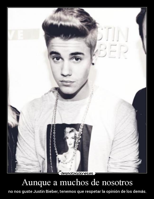 Aunque a muchos de nosotros - no nos guste Justin Bieber, tenemos que respetar la opinión de los demás.