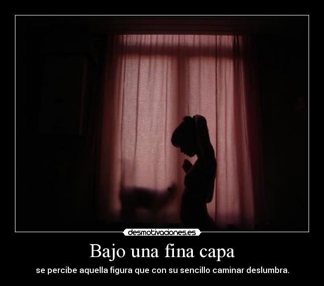 Bajo una fina capa - se percibe aquella figura que con su sencillo caminar deslumbra.