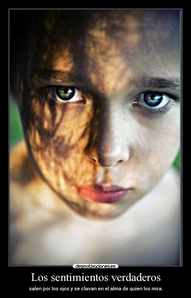 Los sentimientos verdaderos - salen por los ojos y se clavan en el alma de quien los mira.