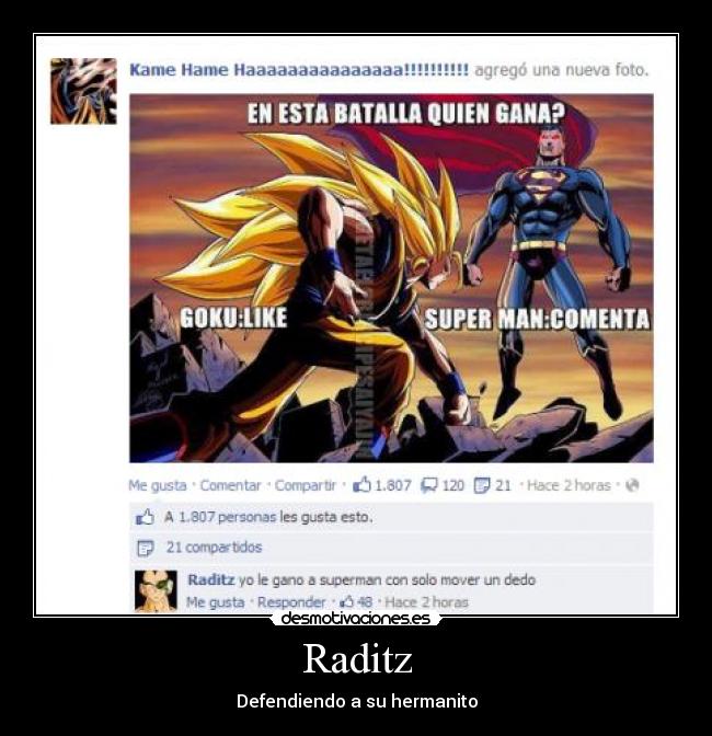 carteles anime manga dragon ball goku fase ssj3 superman raditz crossover desmotivaciones