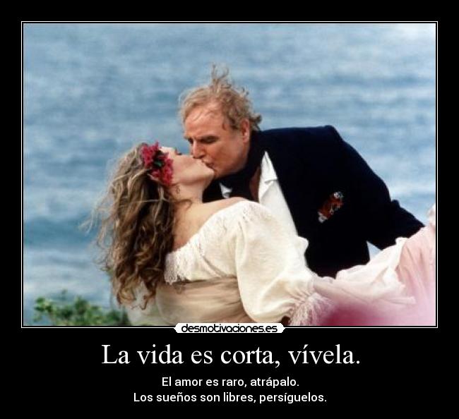 La vida es corta, vívela. - El amor es raro, atrápalo.
Los sueños son libres, persíguelos.