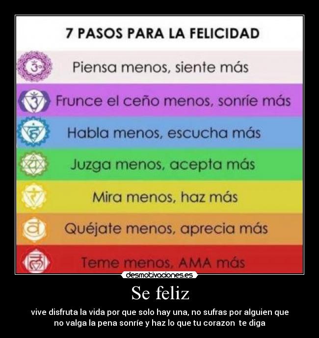 Se feliz - vive disfruta la vida por que solo hay una, no sufras por alguien que
no valga la pena sonríe y haz lo que tu corazon  te diga