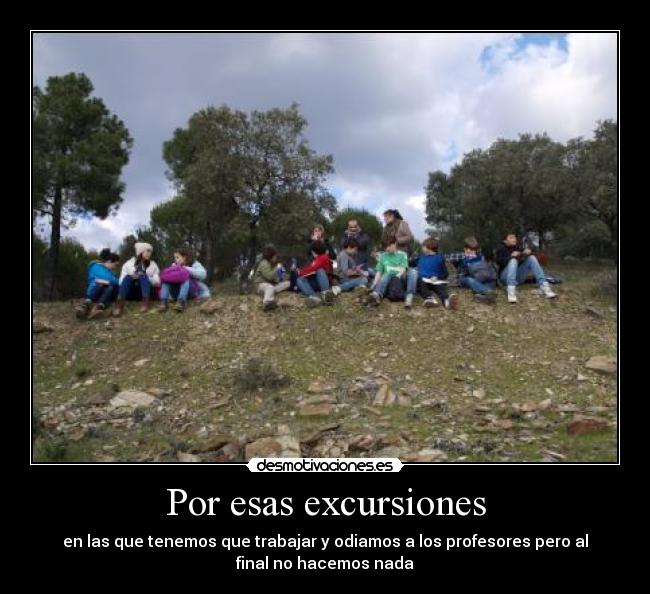 Por esas excursiones - en las que tenemos que trabajar y odiamos a los profesores pero al
final no hacemos nada