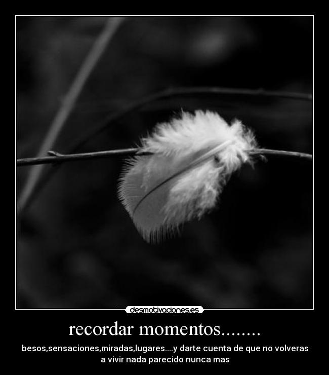 recordar momentos........ - besos,sensaciones,miradas,lugares....y darte cuenta de que no volveras
a vivir nada parecido nunca mas