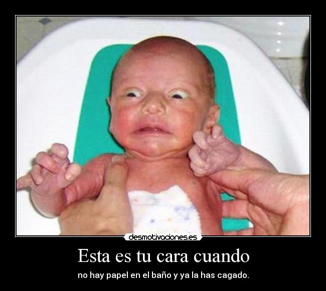 Esta es tu cara cuando - no hay papel en el baño y ya la has cagado.