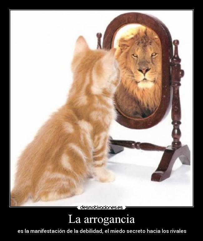 La arrogancia - es la manifestación de la debilidad, el miedo secreto hacia los rivales