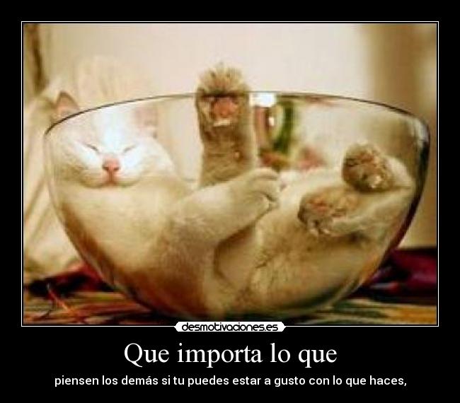 Que importa lo que - piensen los demás si tu puedes estar a gusto con lo que haces,