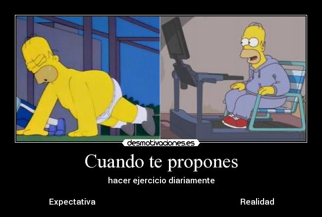 Cuando te propones - hacer ejercicio diariamente

Expectativa                                                                         Realidad