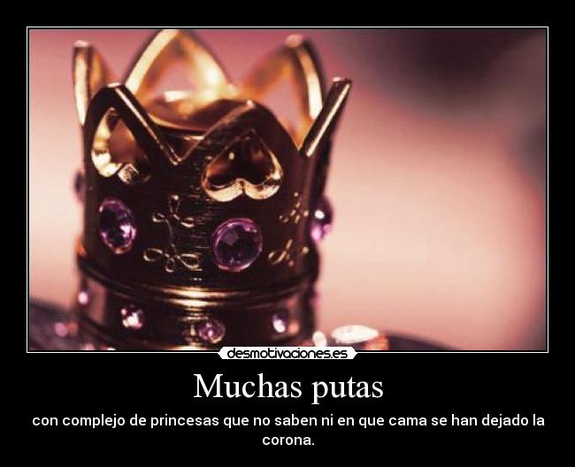 Muchas putas - con complejo de princesas que no saben ni en que cama se han dejado la corona.