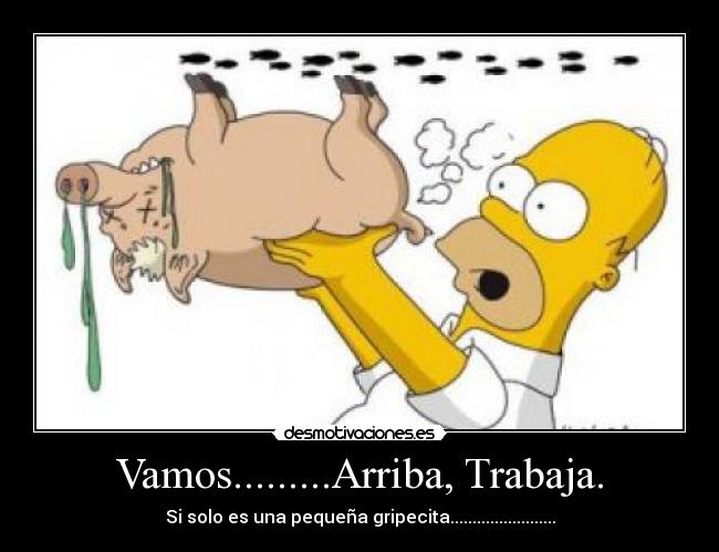 Vamos.........Arriba, Trabaja. - Si solo es una pequeña gripecita........................