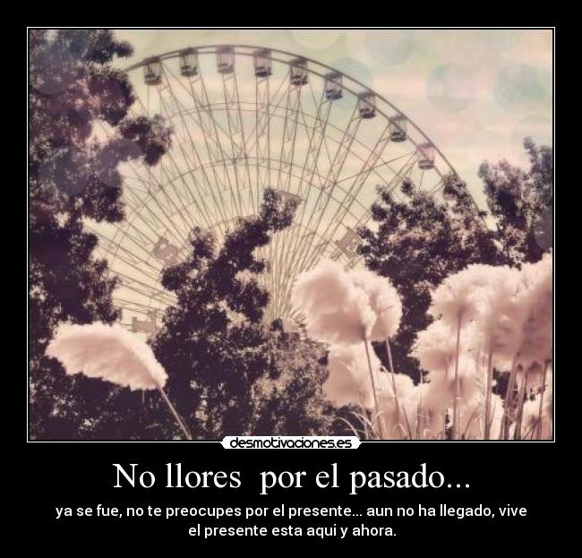 No llores por el pasado... - ya se fue, no te preocupes por el presente... aun no ha llegado, vive
el presente esta aqui y ahora.