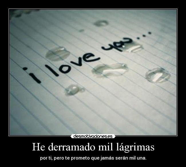 He derramado mil lágrimas - por ti, pero te prometo que jamás serán mil una.