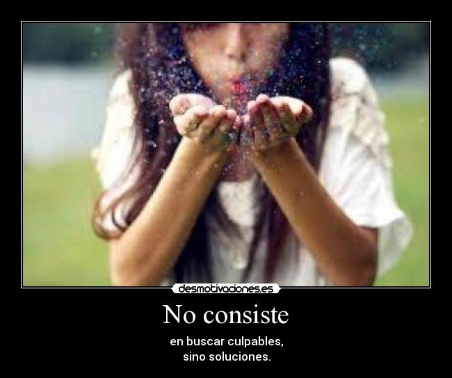No consiste - en buscar culpables,
sino soluciones.