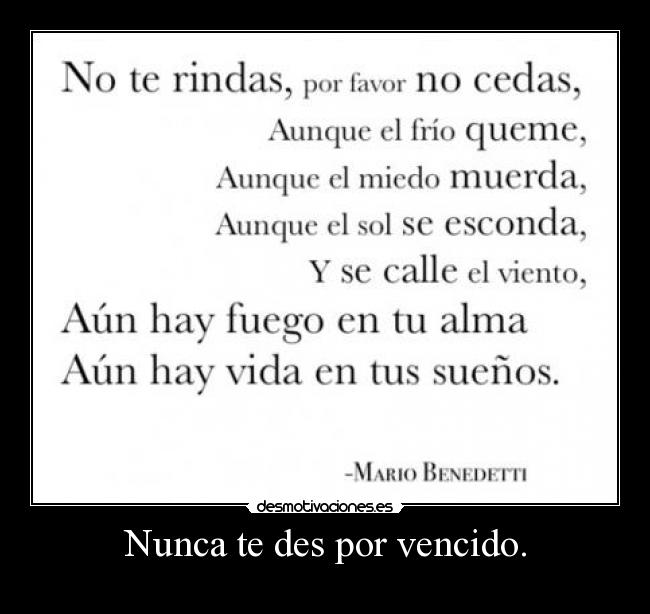 Nunca te des por vencido. -