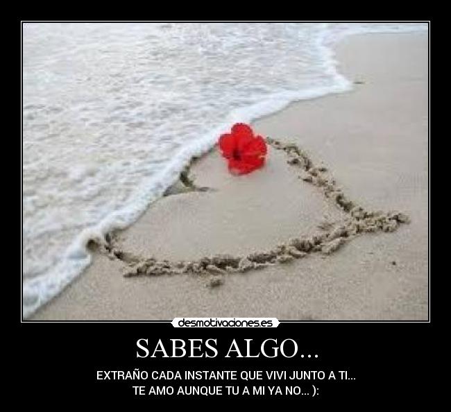 SABES ALGO... - EXTRAÑO CADA INSTANTE QUE VIVI JUNTO A TI...
TE AMO AUNQUE TU A MI YA NO... ):