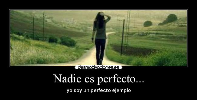 Nadie es perfecto... - yo soy un perfecto ejemplo