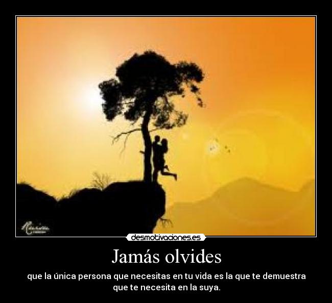Jamás olvides - que la única persona que necesitas en tu vida es la que te demuestra
que te necesita en la suya.