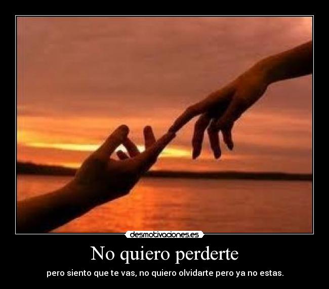No quiero perderte - pero siento que te vas, no quiero olvidarte pero ya no estas.