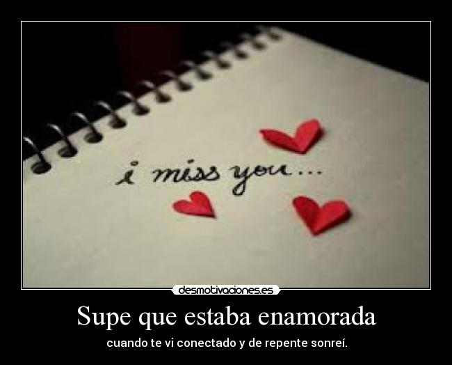 Supe que estaba enamorada - cuando te vi conectado y de repente sonreí.