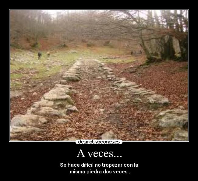 A veces... - Se hace difícil no tropezar con la
 misma piedra dos veces .