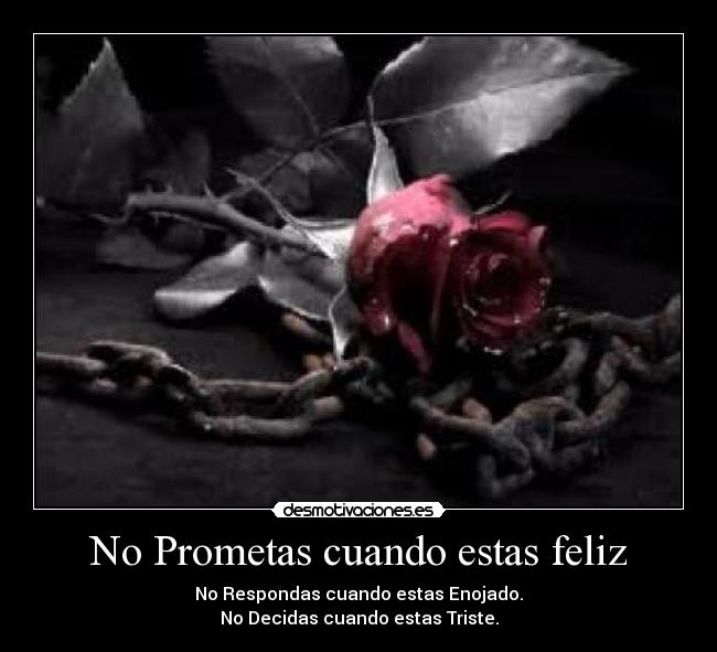 No Prometas cuando estas feliz - No Respondas cuando estas Enojado.
No Decidas cuando estas Triste.