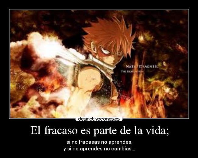 El fracaso es parte de la vida; - si no fracasas no aprendes,
y si no aprendes no cambias...