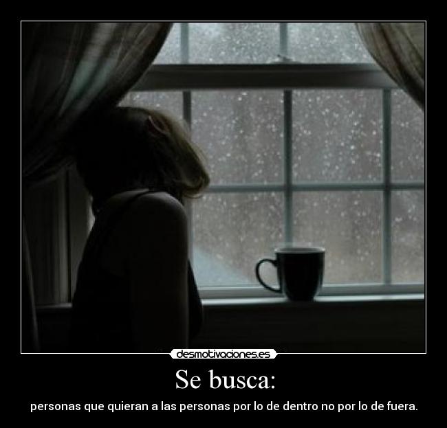 Se busca: - personas que quieran a las personas por lo de dentro no por lo de fuera.