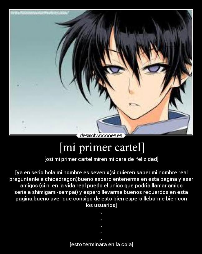 carteles presentacion avatar kumaga misogi anime manga medaka box desmotivaciones