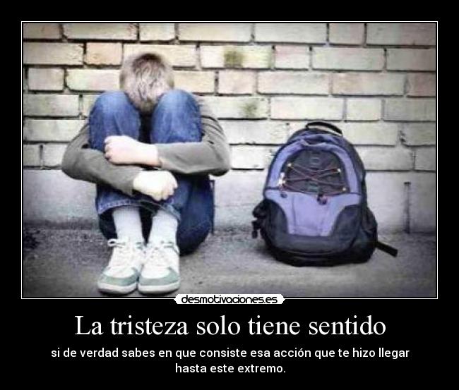 La tristeza solo tiene sentido - si de verdad sabes en que consiste esa acción que te hizo llegar hasta este extremo.
