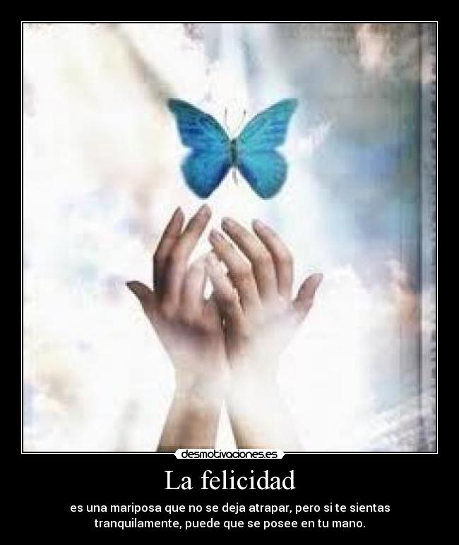 La felicidad - es una mariposa que no se deja atrapar, pero si te sientas
tranquilamente, puede que se posee en tu mano.