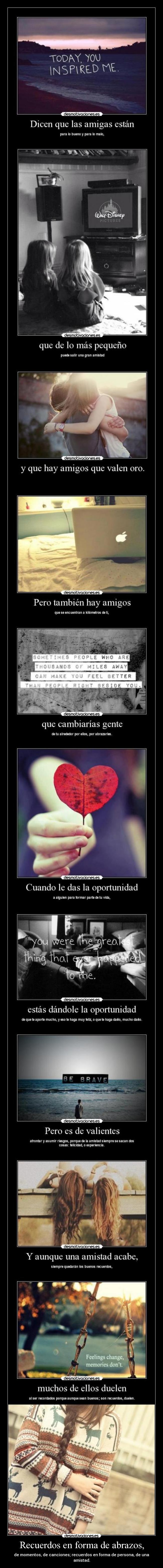 carteles recuerdos abrazos soniavlc98red nomediscriminesporinutil clantheblackcat amistad esas cosas desmotivaciones