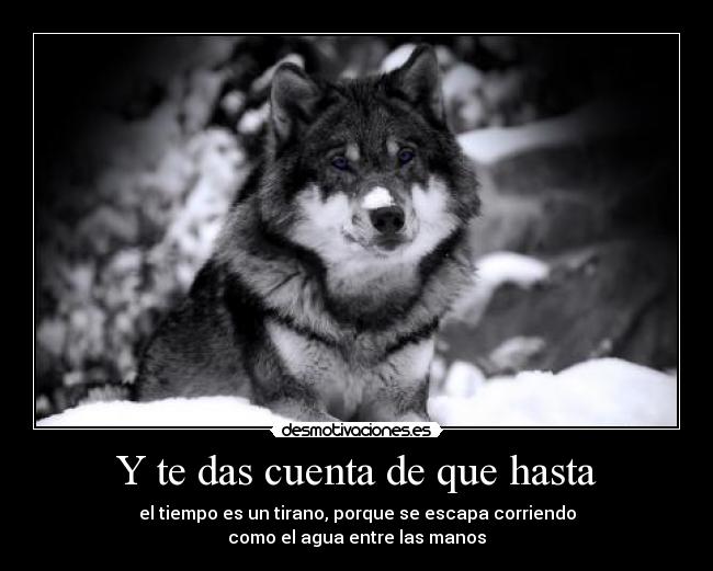 Y te das cuenta de que hasta - el tiempo es un tirano, porque se escapa corriendo
como el agua entre las manos